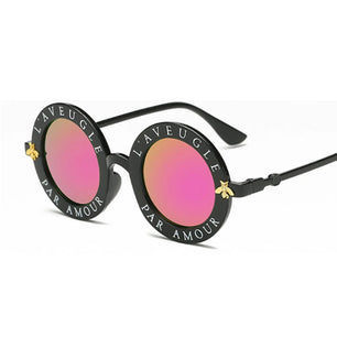 Women's Alloy Frame Acrylic Lens Round Shape UV400 Sunglasses