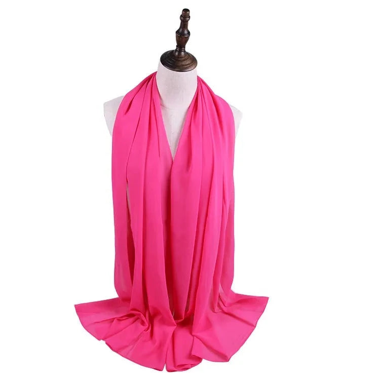 Women's Chiffon Head Wrap Solid Pattern Trendy Elegant Scarf