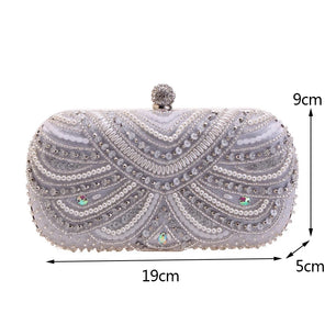 Women's Polyester Hasp Closure Slot Pocket Luxury Pearl Handbag