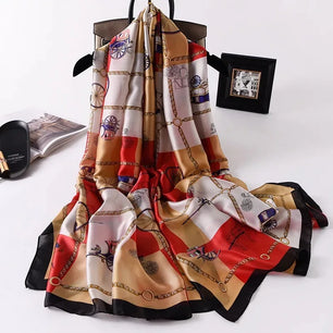 Women's Silk Neck Wrap Printed Pattern Trendy Beach Scarves