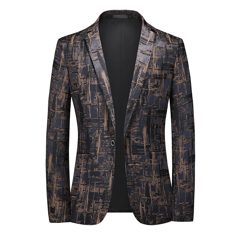 Men's Polyester Full Sleeve Single Breasted Closure Luxury Blazer