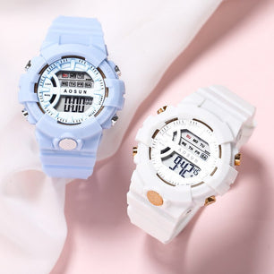 Kid's Alloy Case Buckle Clasp Round Shape Digital Sport Watches