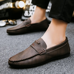 Men's PU Leather Round Toe Slip-On Closure Luxury Casual Shoes