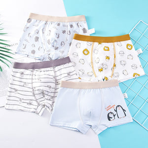 Kid's Boy 4Pcs Cotton Quick-Dry Printed Pattern Underwear Shorts