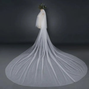 Women's Polyester Cut Edge Two-Layer Plain Blusher Wedding Veils