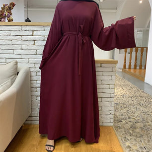 Women's Arabian V-Neck Polyester Full Sleeve Solid Pattern Abaya