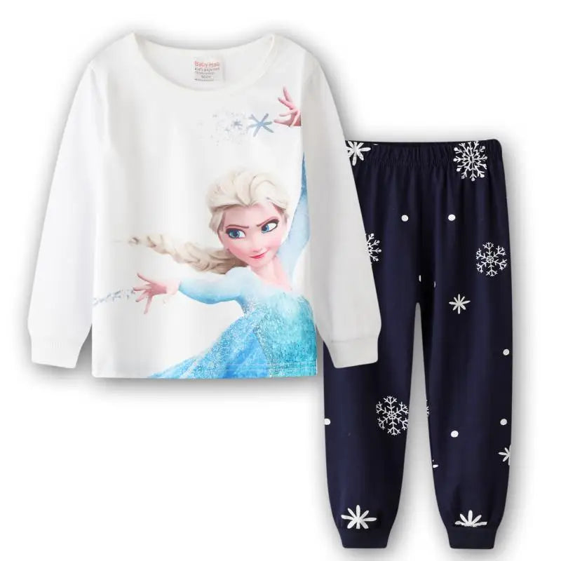 Kid's Girl Cotton O-Neck Long Sleeve Trendy Sleepwear Pajamas Set