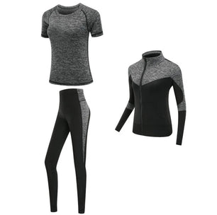 Women's Spandex Short Sleeves Running Fitness Sports Yoga Set