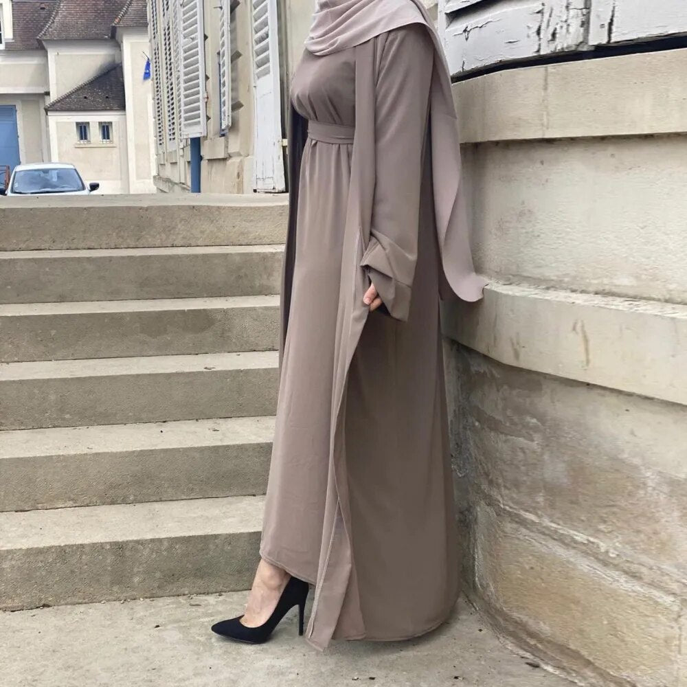 Women's Arabian V-Neck Polyester Full Sleeve Solid Pattern Abaya