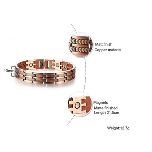 Men's Copper Round Pattern Trendy Link Chain Charm Bracelet