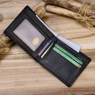 Men's Genuine Leather Solid Pattern Card Holder Trendy Wallets