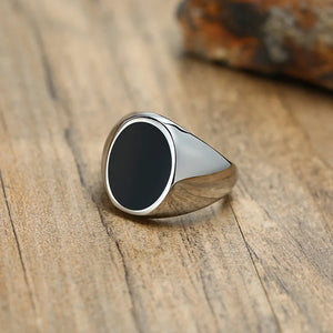 Men's Metal Stainless Steel Bezel Setting Geometric Shape Ring