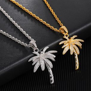 Men's Metal Copper Link Chain Tree Pattern Trendy Necklaces