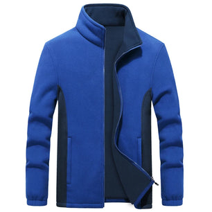 Men's Polyester Stand Collar Long Sleeve Solid Pattern Jacket