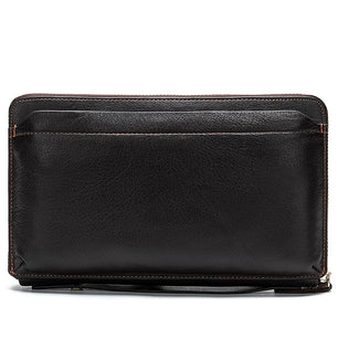 Men's Genuine Leather Zipper Closure Card Holder Solid Wallet