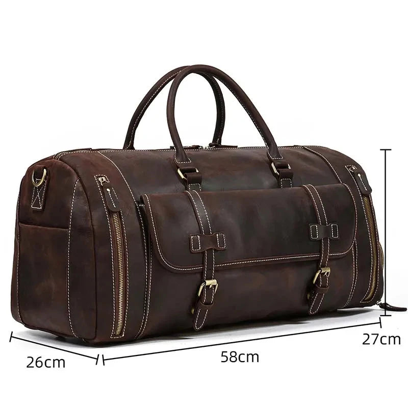 Men's Genuine Leather Zipper Closure Solid Pattern Shoulder Bag