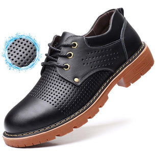 Men's Artificial Leather Round Toe Lace-up Closure Casual Shoes