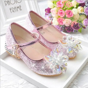 Kid's PU Round Toe Slip-On Closure Sequined Pattern Formal Shoes