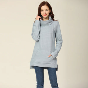 Women's Polyester Turtleneck Full Sleeves Solid Pattern Sweater