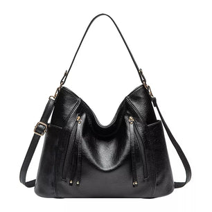 Women's PU Zipper Closure Solid Pattern Trendy Shoulder Bags