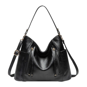 Women's PU Zipper Closure Solid Pattern Luxury Shoulder Bag