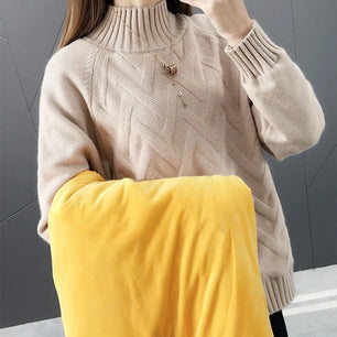 Women's Polyester High-Neck Long Sleeves Casual Wear Sweater