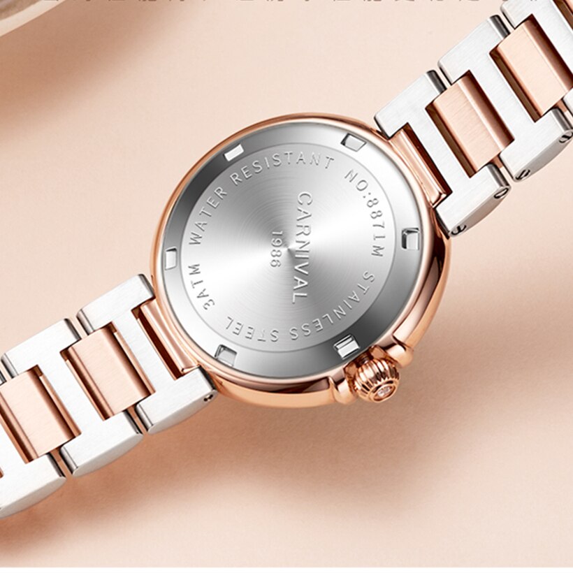 Women's Stainless Steel Round Shape Waterproof Luxury Watches