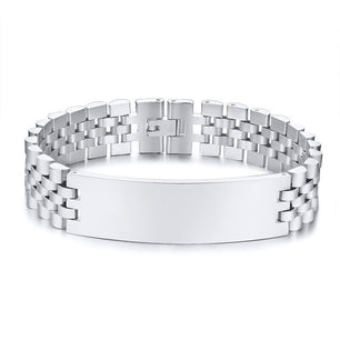 Men's Stainless Steel Round Pattern Trendy Watch Band Bracelet