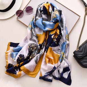 Women's Silk Neck Wrap Printed Pattern Trendy Beach Scarves