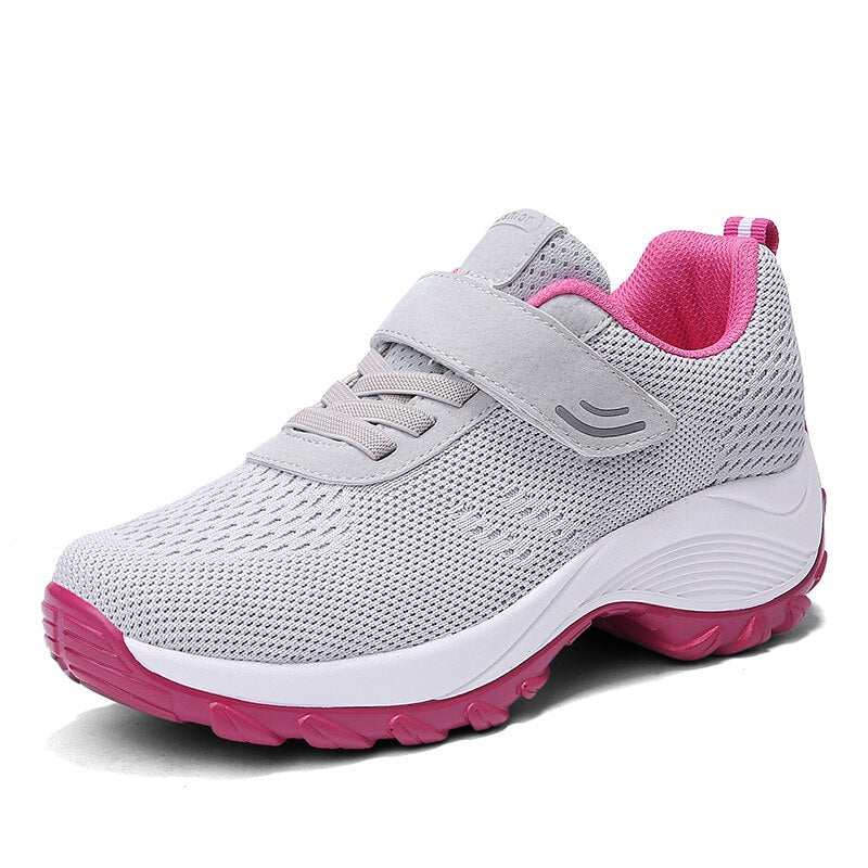 Women's Mesh Lace-Up Solid Pattern Walking Gym Running Shoes