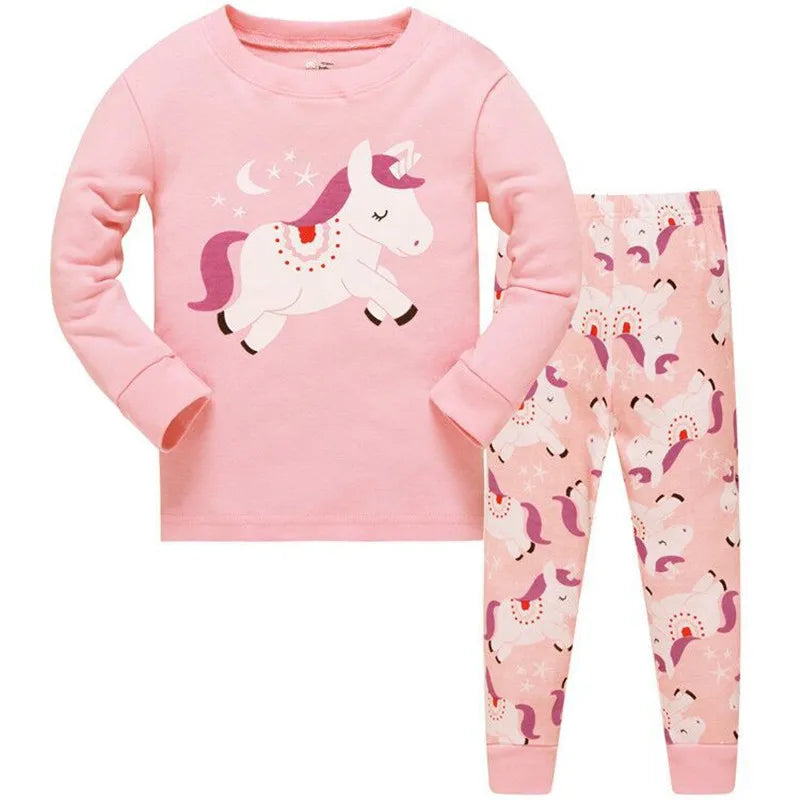 Kid's Girl Spandex O-Neck Long Sleeve Trendy Sleepwear Pajama Set