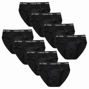 Men's 8 Pcs Polyester Elastic Closure Quick-Dry Solid Casual Brief