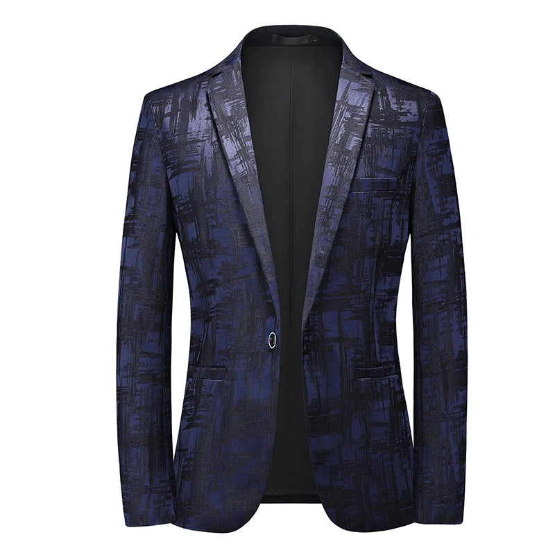 Men's Polyester Full Sleeve Single Breasted Closure Luxury Blazer