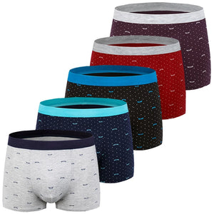 Men's 5 Pcs Cotton Breathable Printed Underwear Boxer Shorts