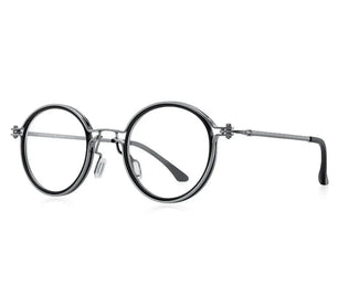 Men's Titanium Alloy Frame Full-Rim Round Shaped Trendy Glasses