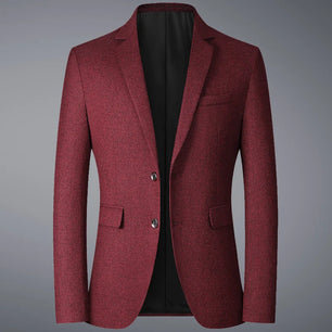 Men's Polyester Notched Collar Long Sleeve Single Breasted Blazers