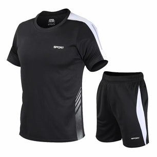 Men's Polyester O-Neck Short Sleeve Printed Pattern Sports Set