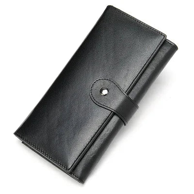 Men's Genuine Leather Zipper Hasp Closure Solid Pattern Wallets