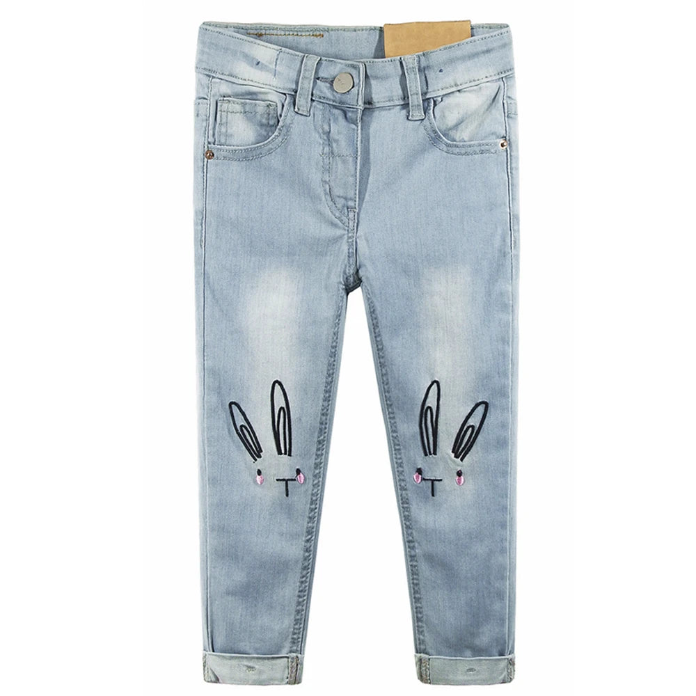 Kid's Cotton Mid Waist Button Fly Closure Casual Wear Denim Pants