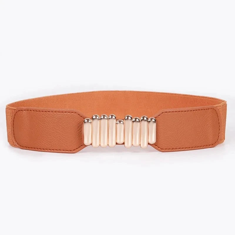 Women's PU Buckle Closure Solid Pattern Trendy Elastic Waist Belts