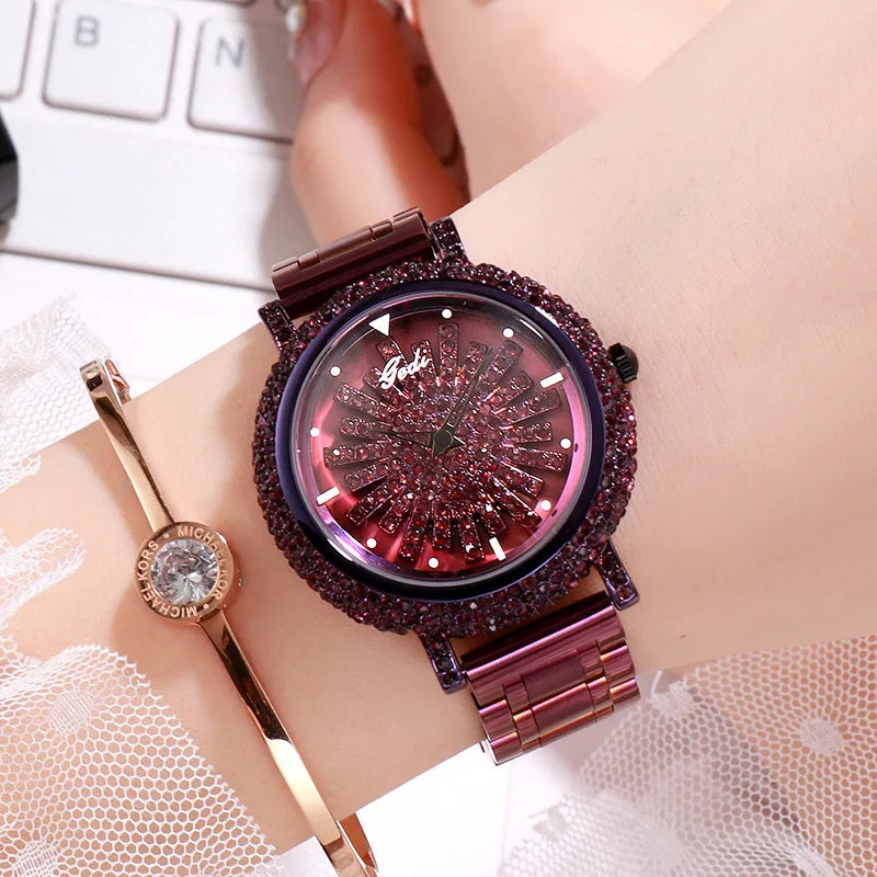 Women's Stainless Steel Round Shaped Waterproof Luxury Watch