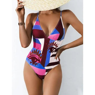 Women's Spandex Sleeveless Printed Pattern One-Piece Swimwear