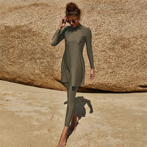 Women's Arabian Polyester Full Sleeves Solid Pattern Swimwear