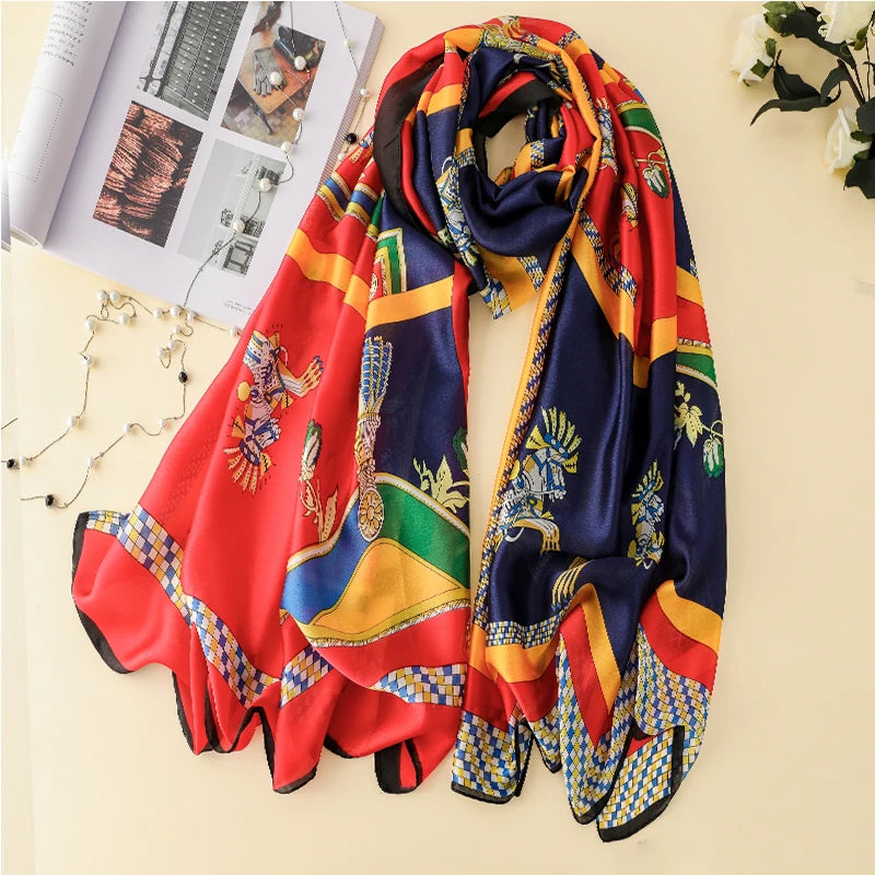 Women's Polyester Neck Wrap Printed Pattern Luxury Beach Scarves