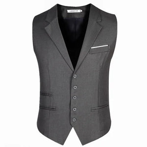 Men's Cotton V-Neck Sleeveless Plain Single Breasted Formal Vests