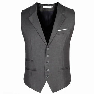 Men's Cotton V-Neck Sleeveless Plain Single Breasted Formal Vests