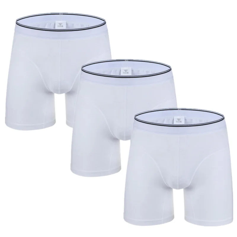 Men's 3 Pcs Cotton Breathable Solid Pattern Underwear Boxer Shorts