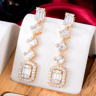 Women's Copper Cubic Zirconia Luxury Wedding Party Earrings