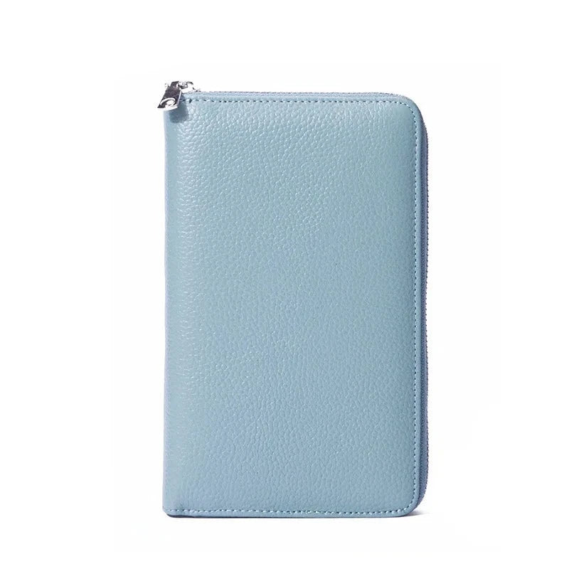 Men's Genuine Leather Solid Pattern Slot Pocket Trendy Wallets