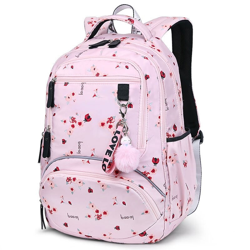 Kid's Polyester Printed Zipper Closure Waterproof School Backpack